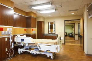 Picture of a hospital room with a swing bed