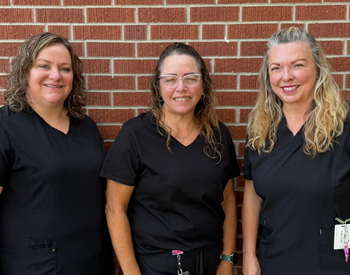 Wound Care staff at St. Luke (left to right)
Stephanie Matthews, RN, Karen Larsen, DNP, MSN, APRN, Heather Becker, RNPicture of our Wound Care Staff (3 females smiling at the camera)
Wound Care staff at St. Luke (left to right)
Stephanie Matthews, RN
Karen Larsen, DNP, MSN, APRN
Heather Becker, RN